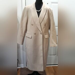 LOFT Cream Double-Breasted Trench Coat